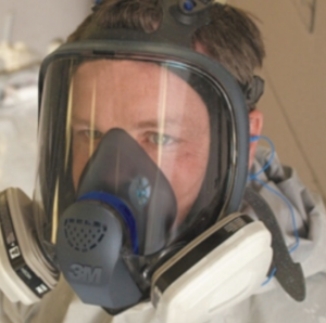 Man wearing a Chemical cartridge respirator