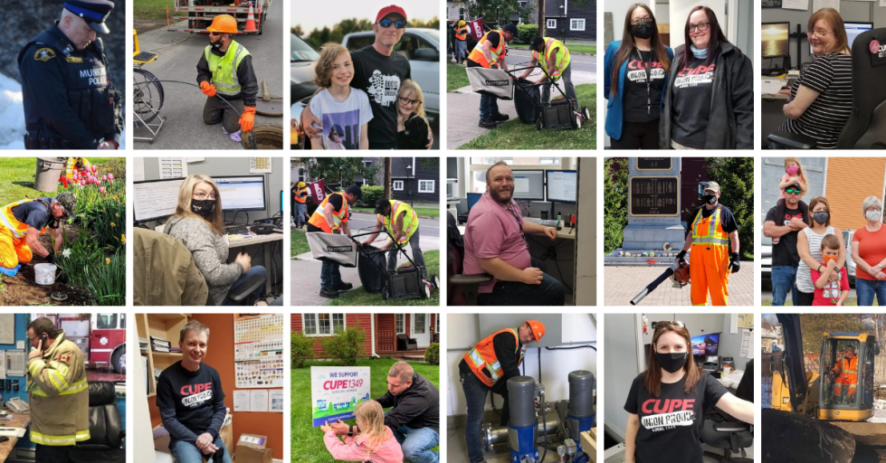 CUPE 1349 collage of photos of members at work and with families