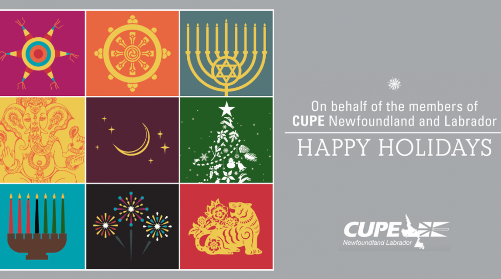 Web banner - Happy Holidays from CUPE NL